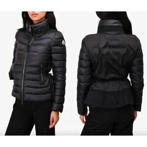 Moncler Black Nylon Short Agape Giubbotto Cinch Waist Nylon Coat size 1/XS